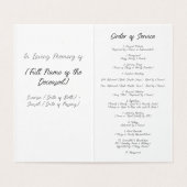 Élégant programme d'ordre de service funéraire de  (Inside Unfolded)