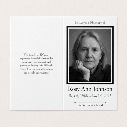 Élégant programme d'ordre de service funéraire pho (Outside Unfolded)