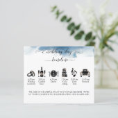 Élégant programme et calendrier de mariage bleu mo (Debout devant)