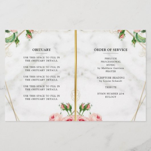 Élégant programme Fête de la vie en marbre (Dos)