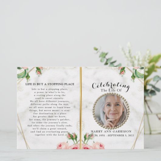 Élégant programme Fête de la vie en marbre (Debout devant)