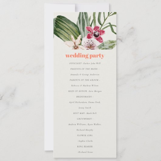 Élégant programme floral tropical du saumon rouge  (Dos)