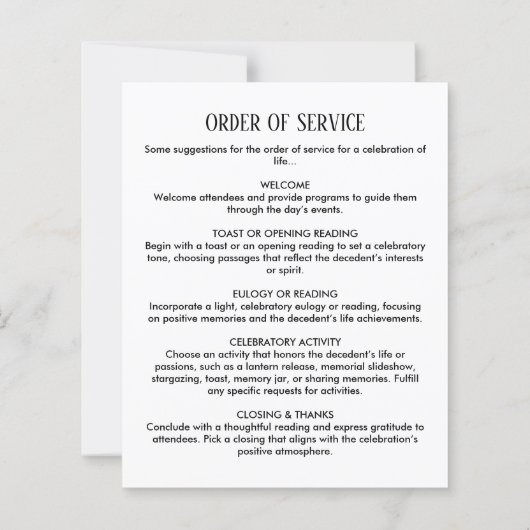 Élégant programme funéraire photo moderne noir & b (Dos)