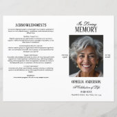 Élégant programme funéraire photo moderne noir & b (Devant)