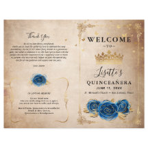 Élégant programme Gold et Royal Blue Quinceanera