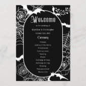 Élégant programme gothique Floral Black Wedding (Devant)
