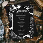 Élégant programme gothique Floral Black Wedding
