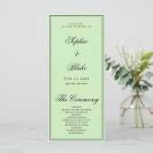 Élégant Programme Minimaliste Thé Vert Mariage (Debout devant)