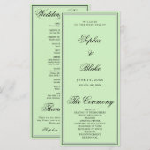 Élégant Programme Minimaliste Thé Vert Mariage (Devant / Derrière)
