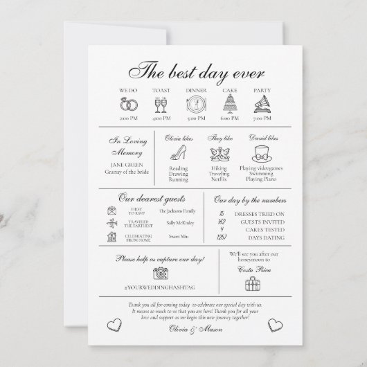 Élégant programme moderne unique de mariage infogr (Dos)