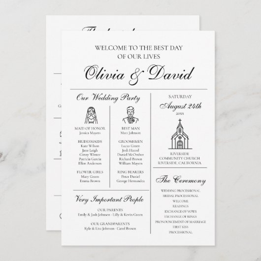 Élégant programme moderne unique de mariage infogr (Devant / Derrière)