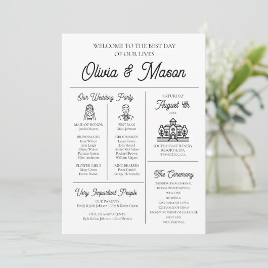 Élégant programme moderne unique de mariage infogr (Debout devant)