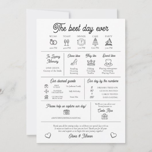 Élégant programme moderne unique de mariage infogr (Dos)