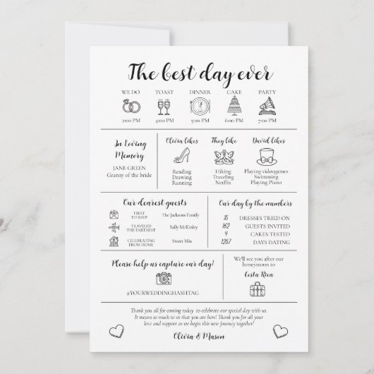 Élégant programme moderne unique de mariage infogr (Dos)