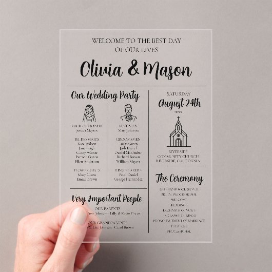 Élégant programme moderne unique de mariage infogr (In situ (ordinateur de poche))