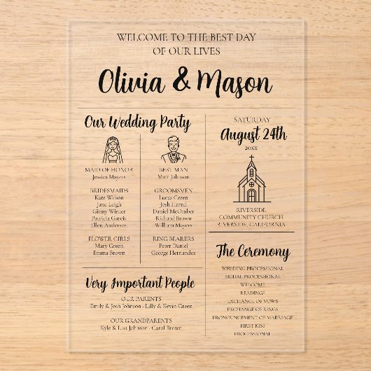 Élégant programme moderne unique de mariage infogr (Recto)