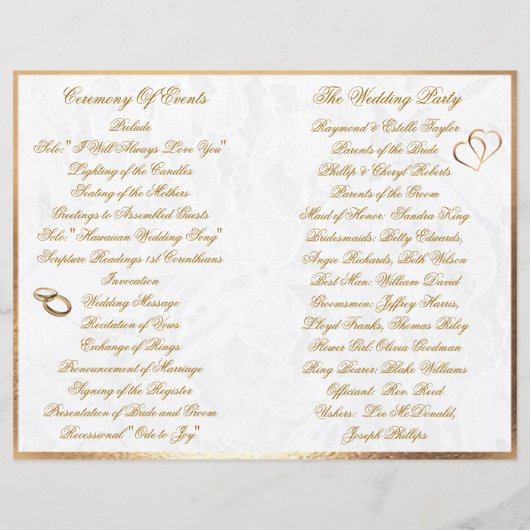 Élégant programme personnalisable de mariage photo (Dos)