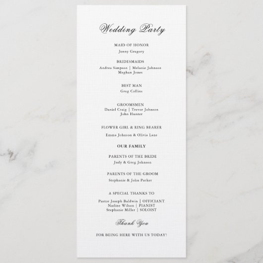 Élégant programme plat Mariage de l'église aquarel (Dos)