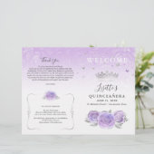 Élégant Programme Quinceañera Violet Clair Argent (Debout devant)