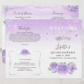 Élégant Programme Quinceañera Violet Clair Argent (Devant / Derrière)