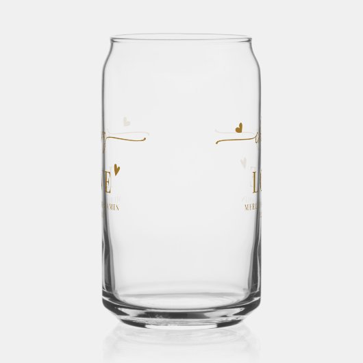 Elegant proost op Custom Gold Hearts bruiloft Blikvorm Glas (Links)