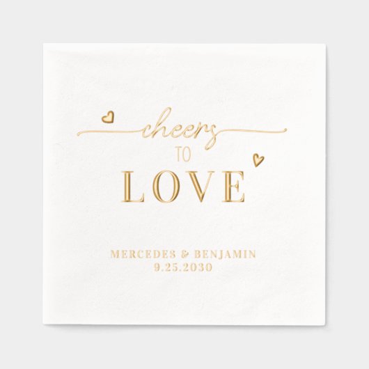 Elegant proost op Custom Gold Hearts bruiloft Folie Servetten (Voorkant)