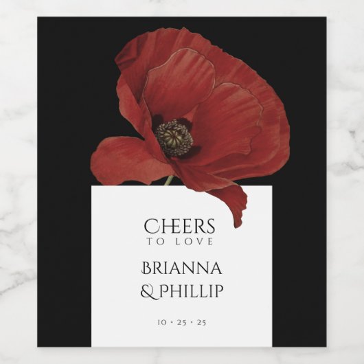 Elegant Proost op Liefde Bloemenbruiloft Wijn Etiket (Enkel label)