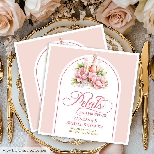 Elegant Prosecco and Petals Gold Accent Napkins Servet