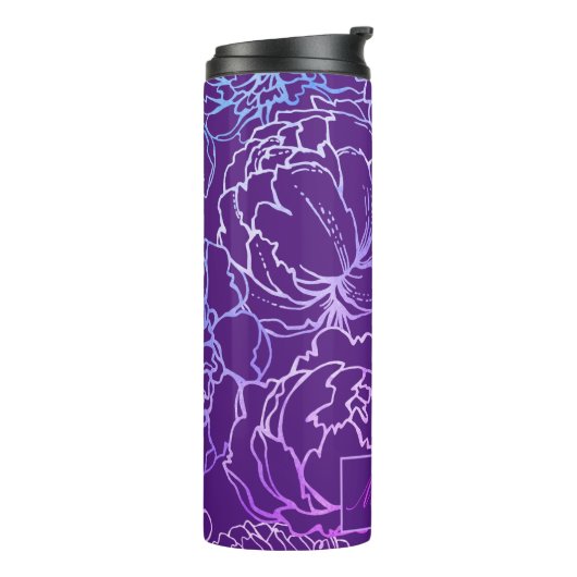 Elegant pruim Modern Monogram Thermosbeker (Gedraaid links)