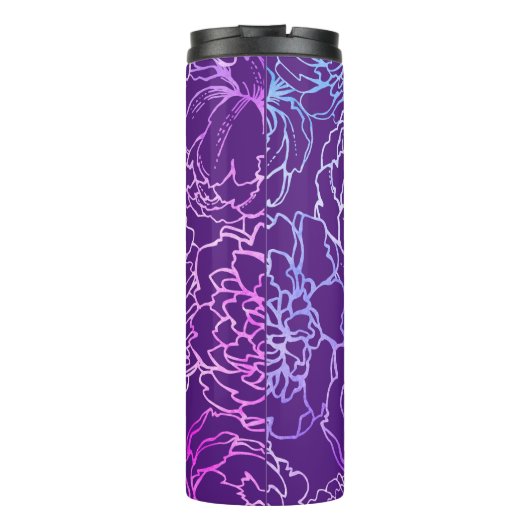 Elegant pruim Modern Monogram Thermosbeker (Achterkant)