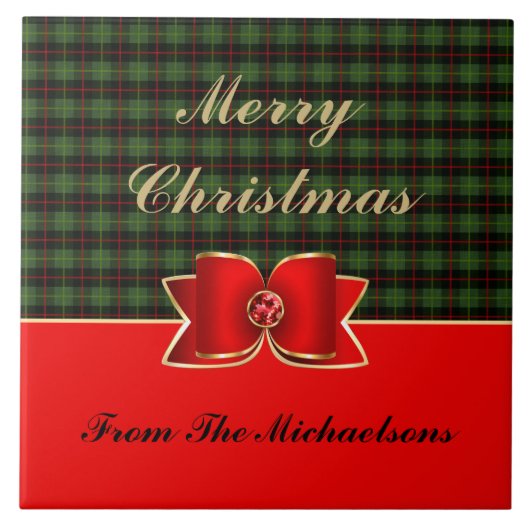 Elegant Pset en Jeweled Bow met naam Tegeltje (Voorkant)