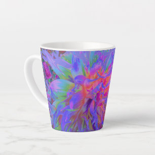 Elegant Psychedelic Decorative Dahlia Flower Latte Mok