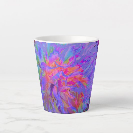 Elegant Psychedelic Decorative Dahlia Flower Latte Mok (Voorkant)