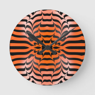 Elegant Psychedelic Oranje Black Tiger Skin Print Ronde Klok