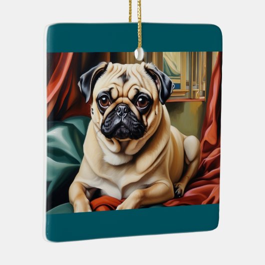 Elegant Pug Portrait Ornament (Rechts)