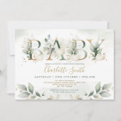 Elegant Pumpkin Baby shower Leafy Greenery Gold Kaart (Voorkant)