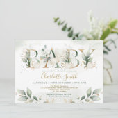 Elegant Pumpkin Baby shower Leafy Greenery Gold Kaart (Staand voorkant)