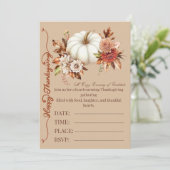 Elegant Pumpkin Fall Floral Invitation (Debout devant)