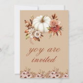 Elegant Pumpkin Fall Floral Invitation (Dos)