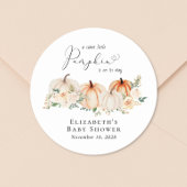Elegant Pumpkin Floral Baby shower Ronde Sticker