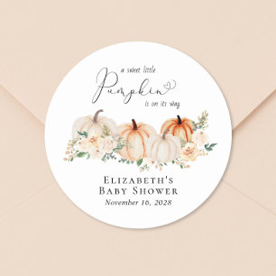 Elegant Pumpkin Floral Baby shower Ronde Sticker