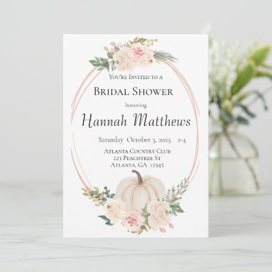 Elegant Pumpkin Theme Bridal Shower Kaart (Staand voorkant)