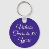 Elegant Purple 80th Birthday Keychain (Voorkant)