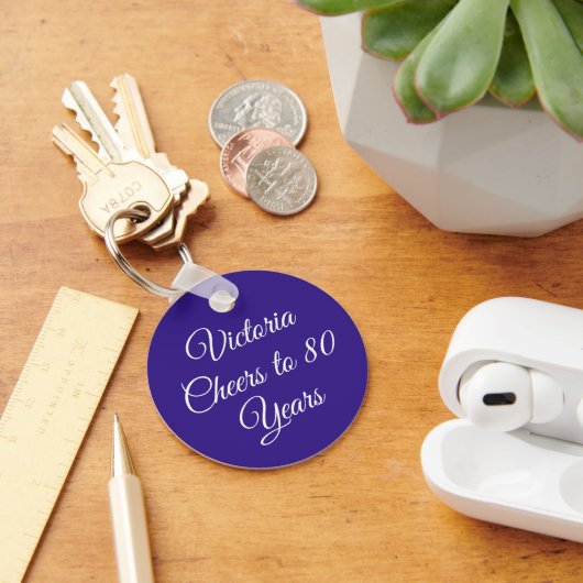 Elegant Purple 80th Birthday Keychain (Bureau)