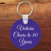 Elegant Purple 80th Birthday Keychain (Voorkant)