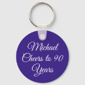 Elegant Purple 90th Birthday Keychain (Voorkant)
