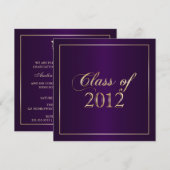 Élégant Purple and Gold Class of 2012 Invitation (Devant / Derrière)
