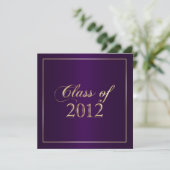 Élégant Purple and Gold Class of 2012 Invitation (Debout devant)