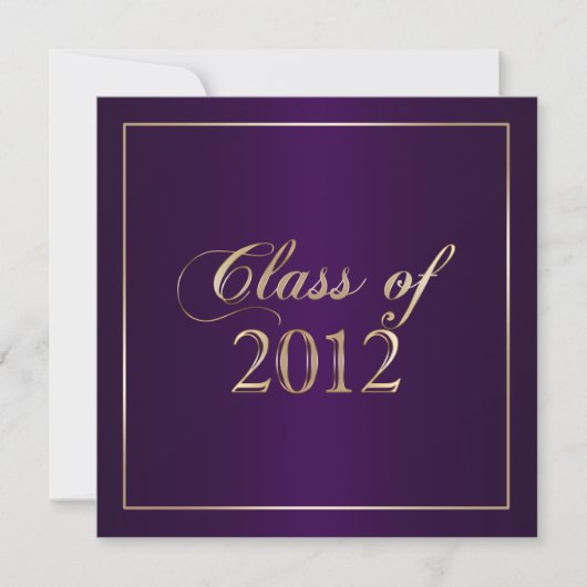 Élégant Purple and Gold Class of 2012 Invitation (Devant)