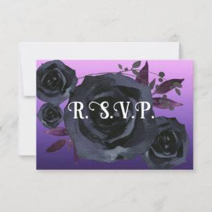 Elegant Purple Black Rose Photo RSVP Kaart